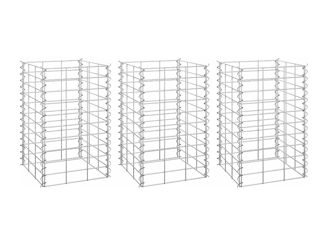 Jardinières en gabions 3 pcs 30x30x50 Fer
