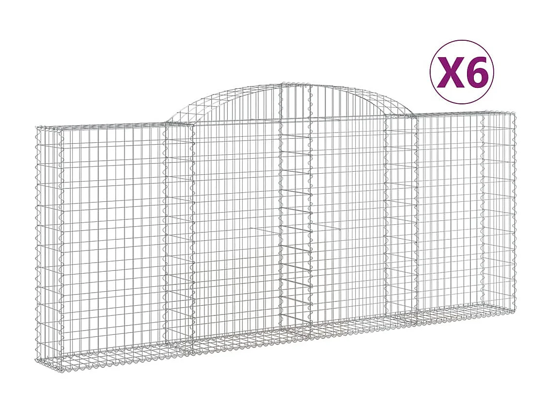 Paniers à gabions arqués 6 pcs 300x30x120-140 fer galvanisé