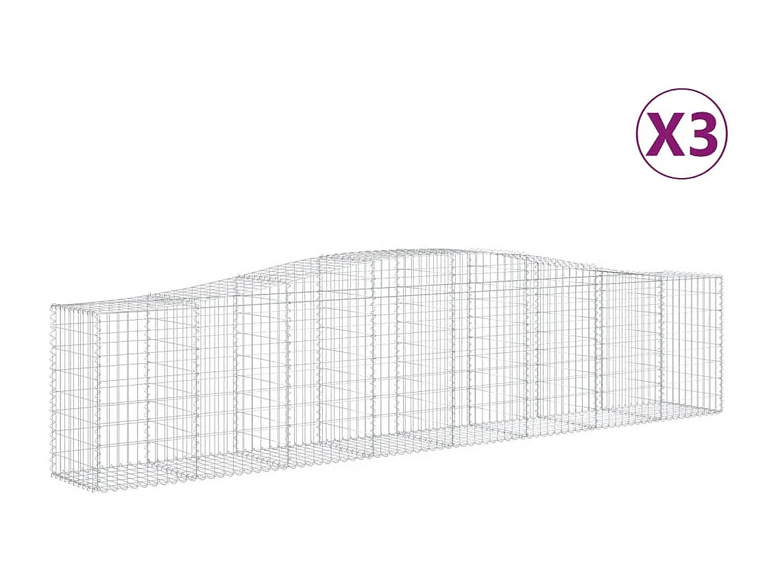 Paniers à gabions arqués 3 pcs 400x50x80-100 Fer galvanisé