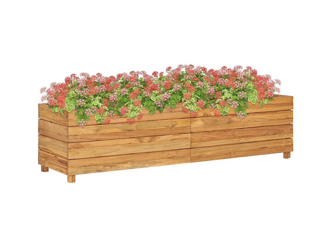 Jardinière 150x40x38 Bois de teck recyclé et acier