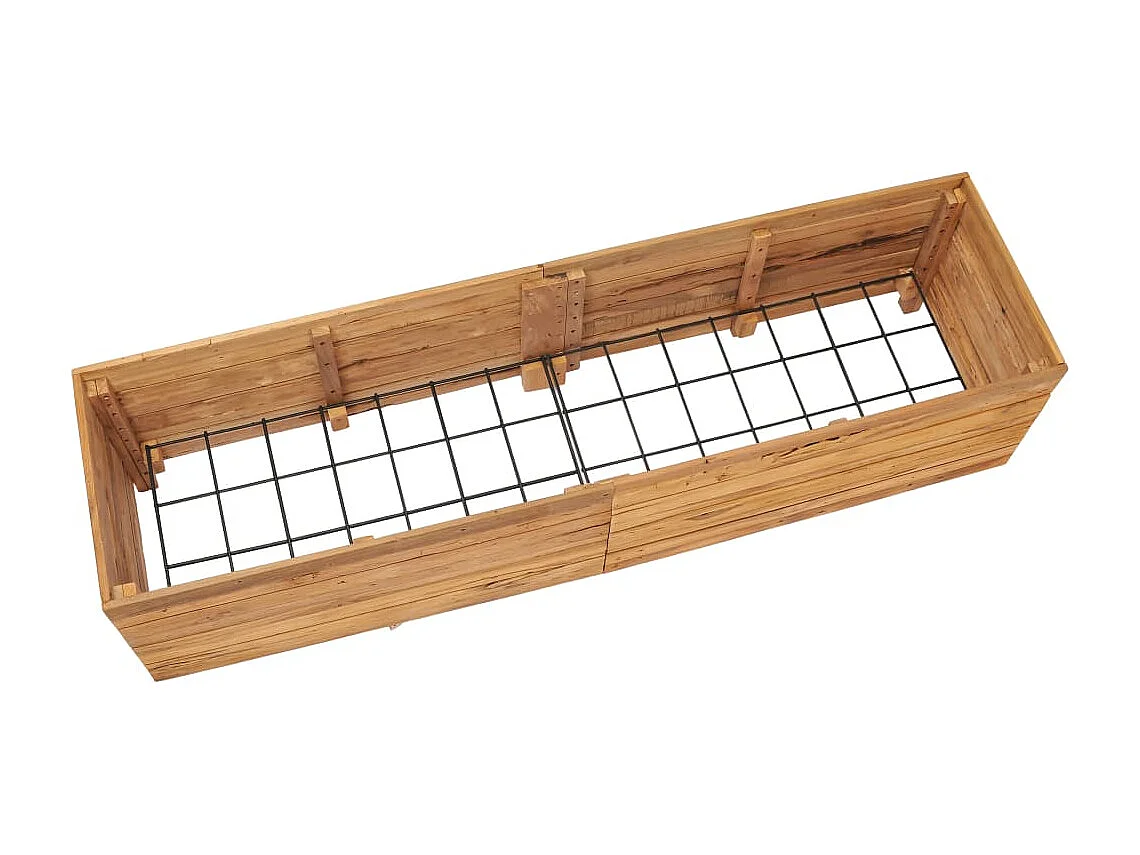 Jardinière 150x40x38 Bois de teck recyclé et acier