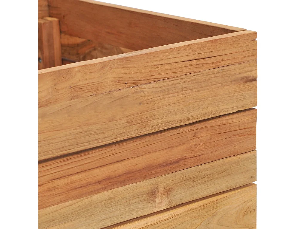 Jardinière 150x40x38 Bois de teck recyclé et acier