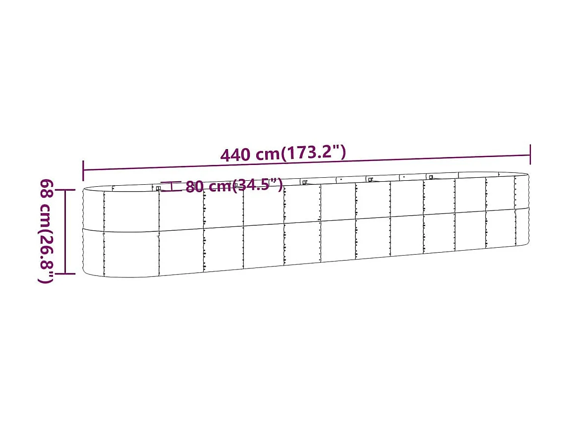 Jardinière Acier enduit de poudre 440x80x68 Anthracite