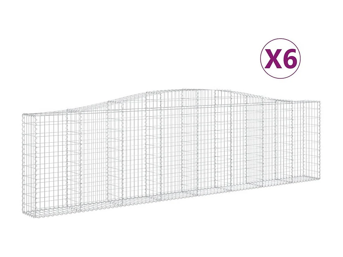Paniers à gabions arqués 6 pcs 400x30x100-120 Fer galvanisé
