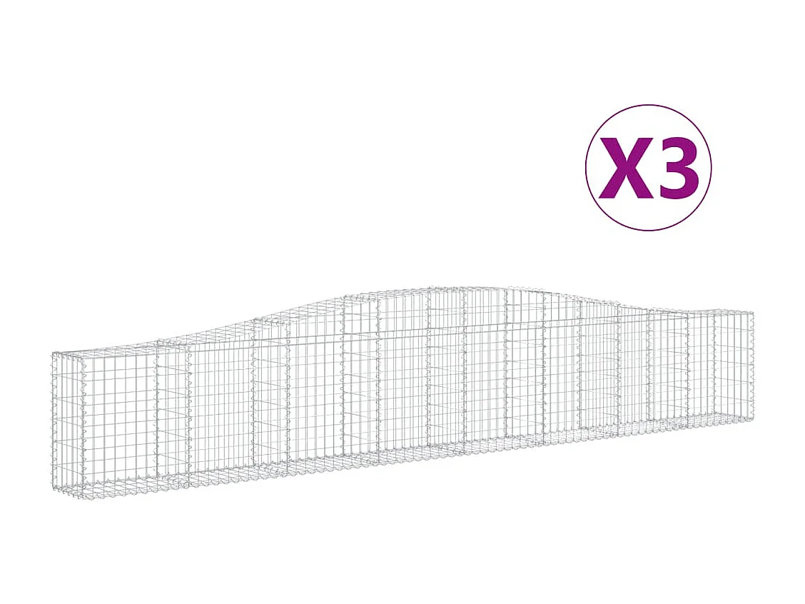 Paniers à gabions arqués 3 pcs 400x30x60-80 Fer galvanisé