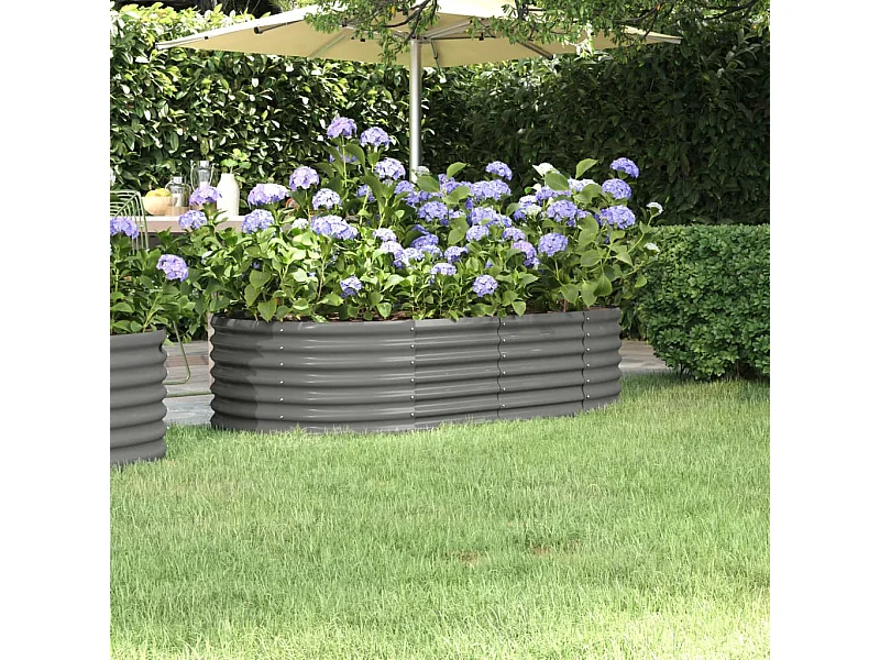 Jardinière de jardin Acier enduit de poudre 152x80x36 Gris