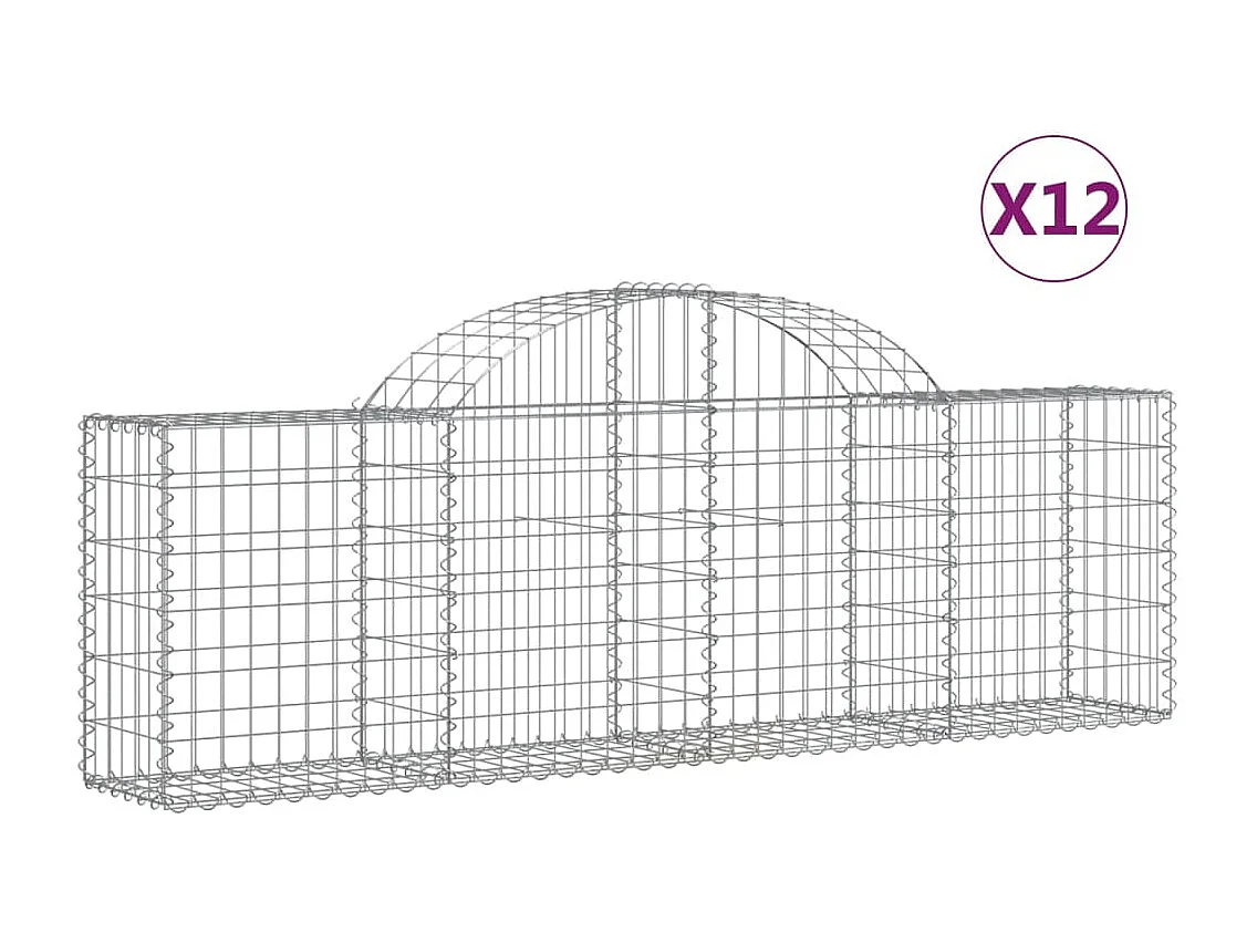 Paniers à gabions arqués 12 pcs 200x30x60-80 Fer galvanisé