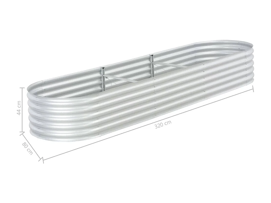 Jardinière 320x80x44 Acier galvanisé Argenté