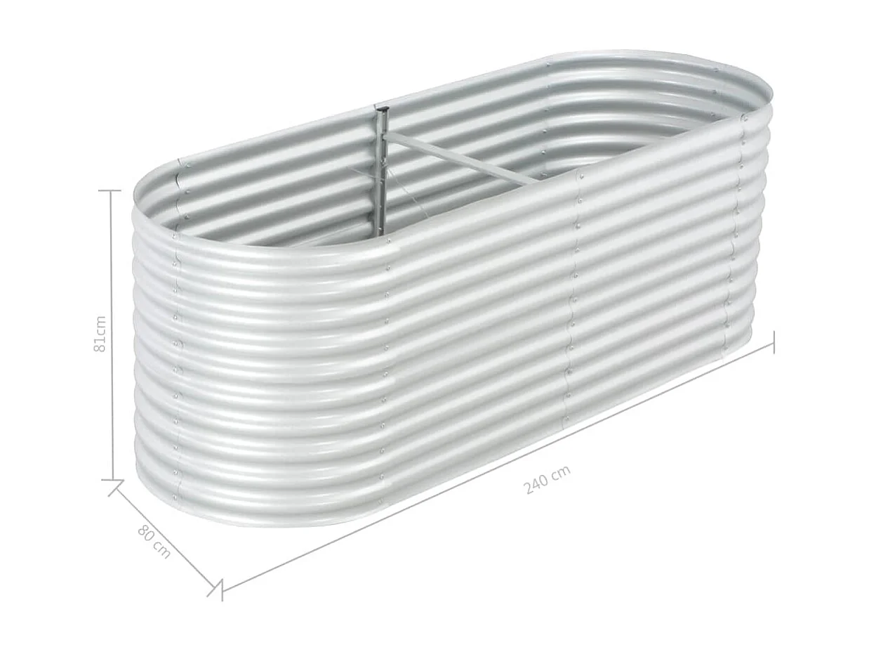 Jardinière 240x80x81 Acier galvanisé Argenté
