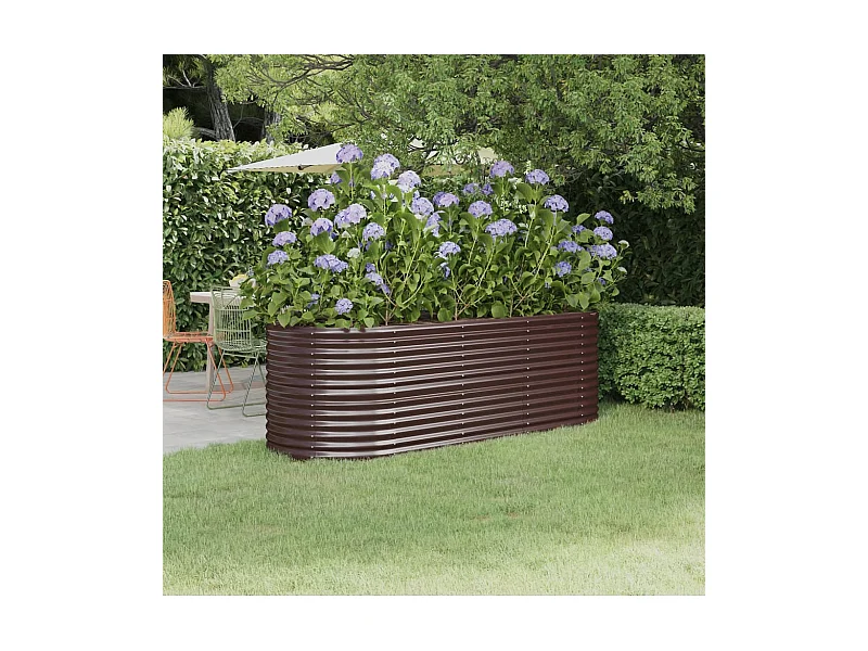 Jardinière de jardin Acier enduit de poudre 224x80x68 Marron
