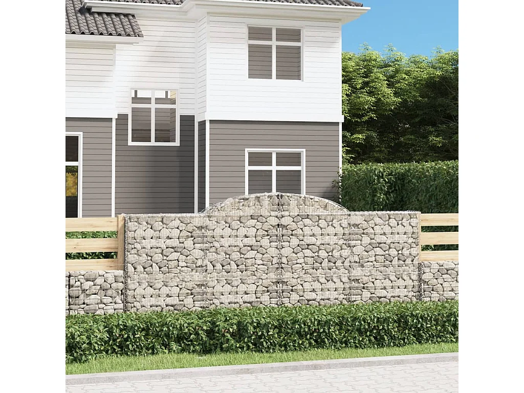 Paniers à gabions arqués 15 pcs 300x50x120-140 fer galvanisé