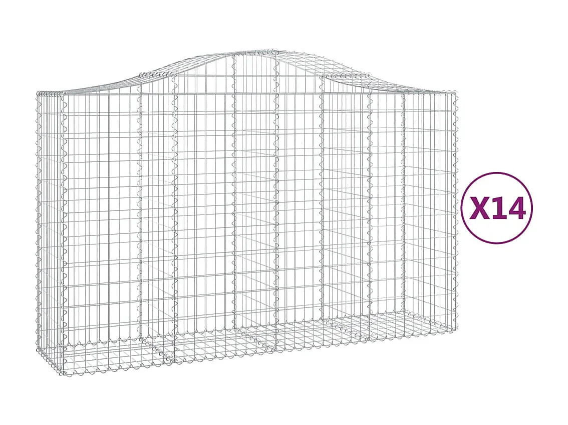 Paniers à gabions arqués 14 pcs 200x50x120-140 Fer galvanisé