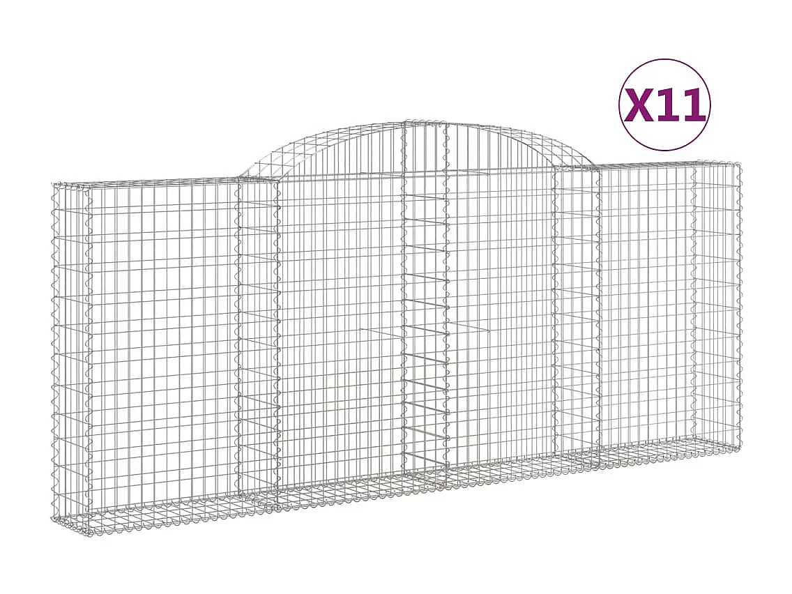 Paniers à gabions arqués 11 pcs 300x30x120-140 fer galvanisé