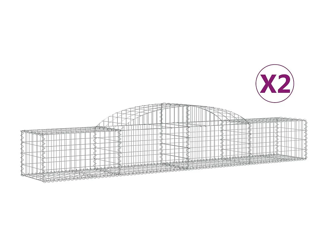 Paniers à gabions arqués 2 pcs 300x50x40-60 fer galvanisé