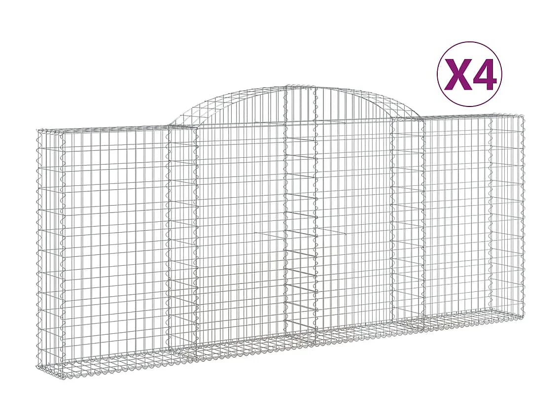 Paniers à gabions arqués 4 pcs 300x30x120-140 fer galvanisé