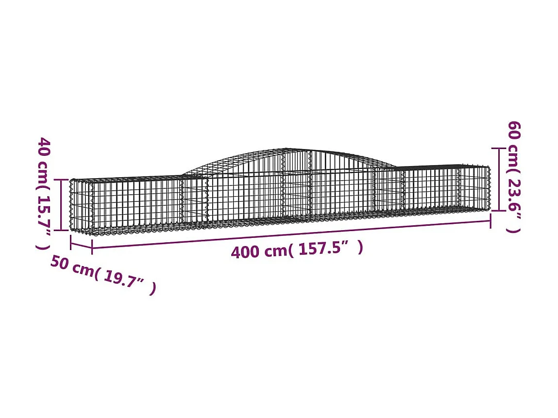 Paniers à gabions arqués 8 pcs 400x50x40-60 Fer galvanisé