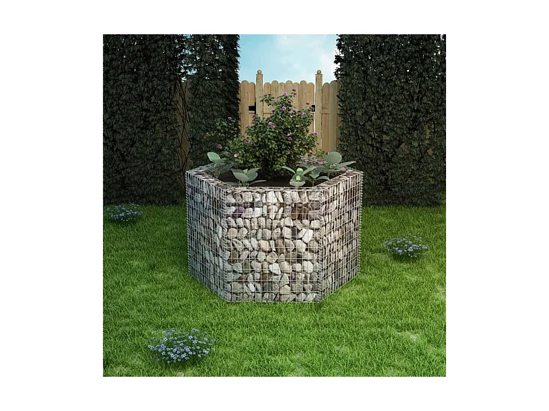 Jardinière à gabion hexagonale 160x140x100
