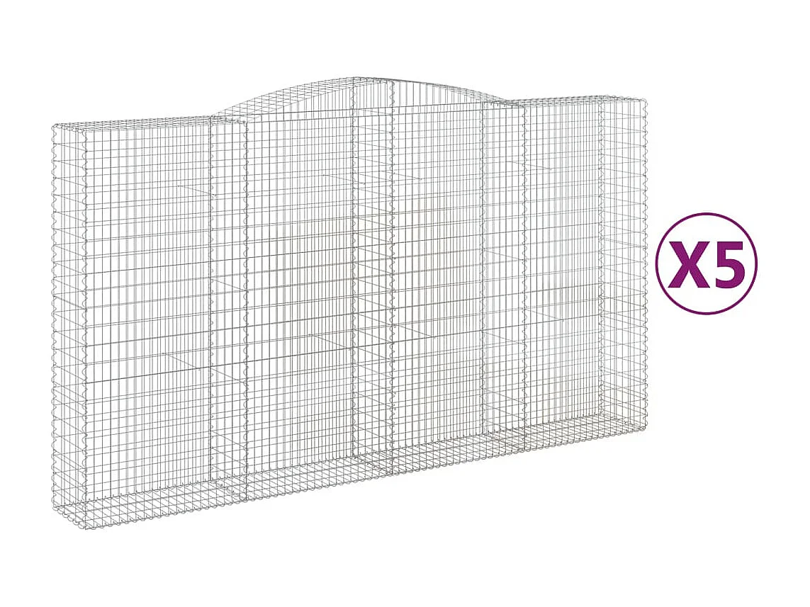 Paniers à gabions arqués 5 pcs 400x50x220-240 Fer galvanisé