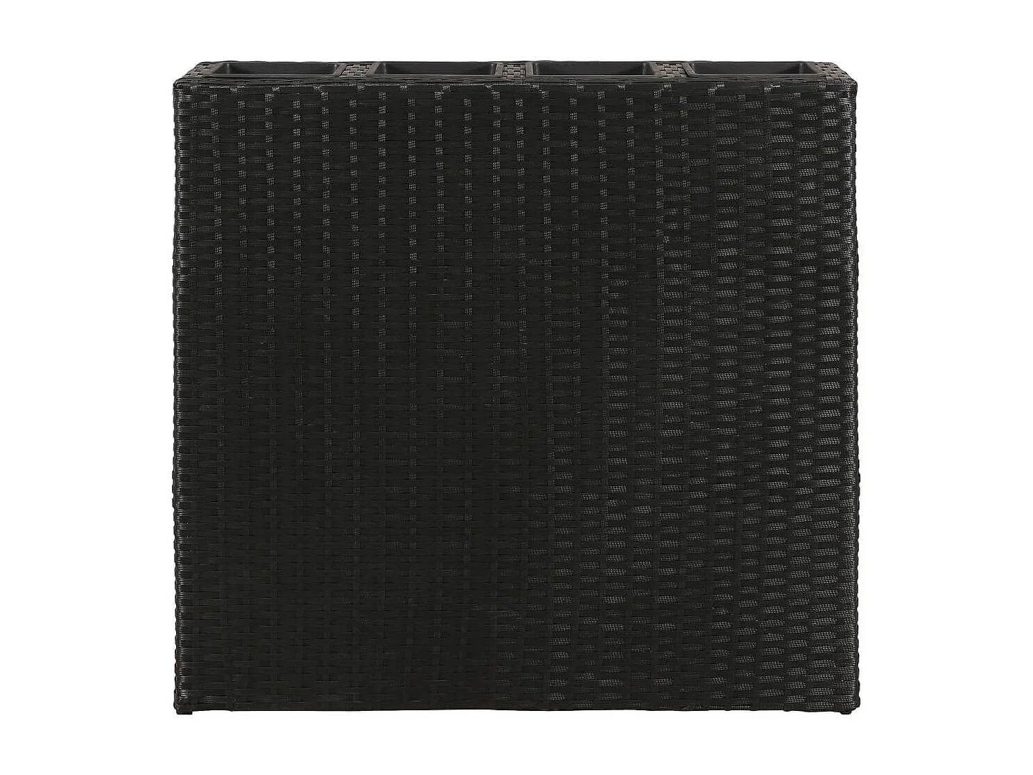 Plantenbak verhoogd met 4 potten 2 st poly rattan zwart