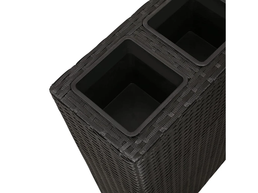 Plantenbak verhoogd met 4 potten 2 st poly rattan zwart
