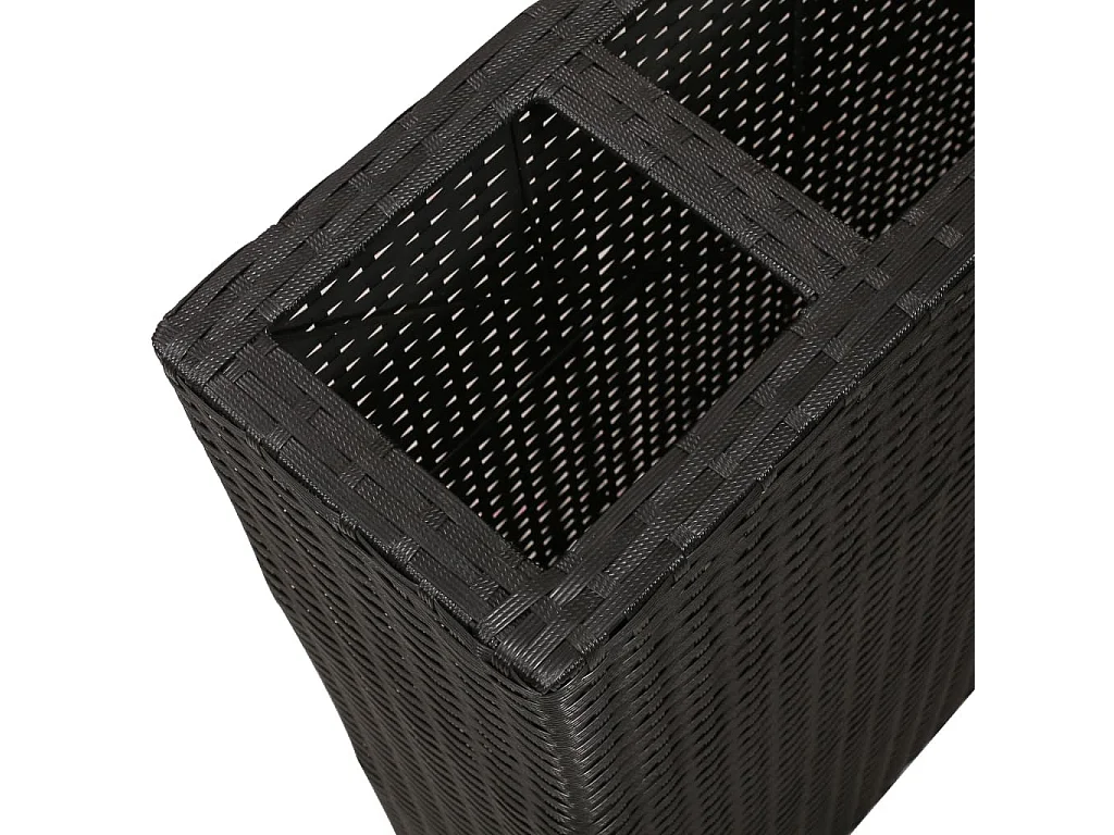 Plantenbak verhoogd met 4 potten 2 st poly rattan zwart