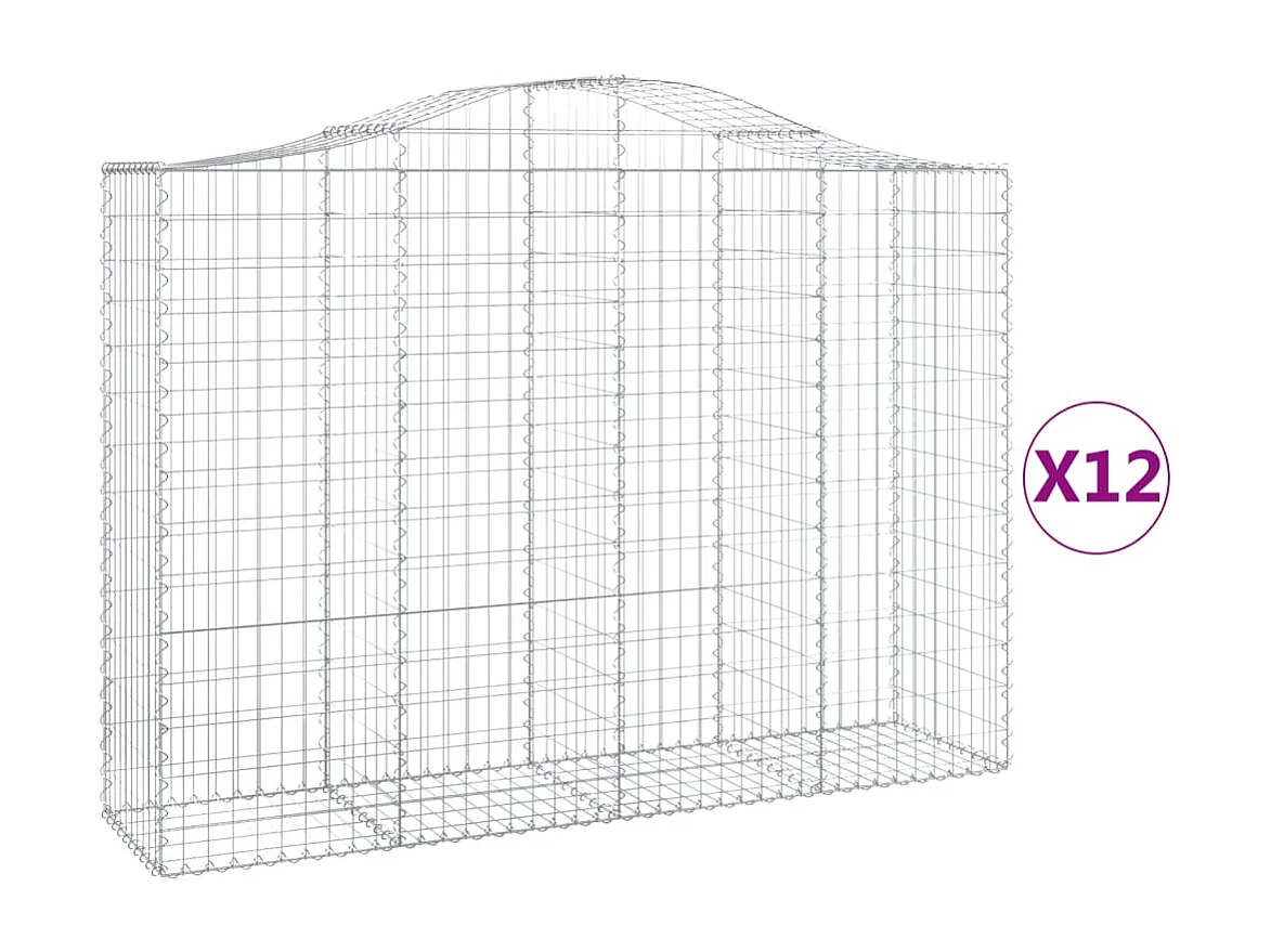 Paniers à gabions arqués 12 pcs 200x50x140-160 Fer galvanisé