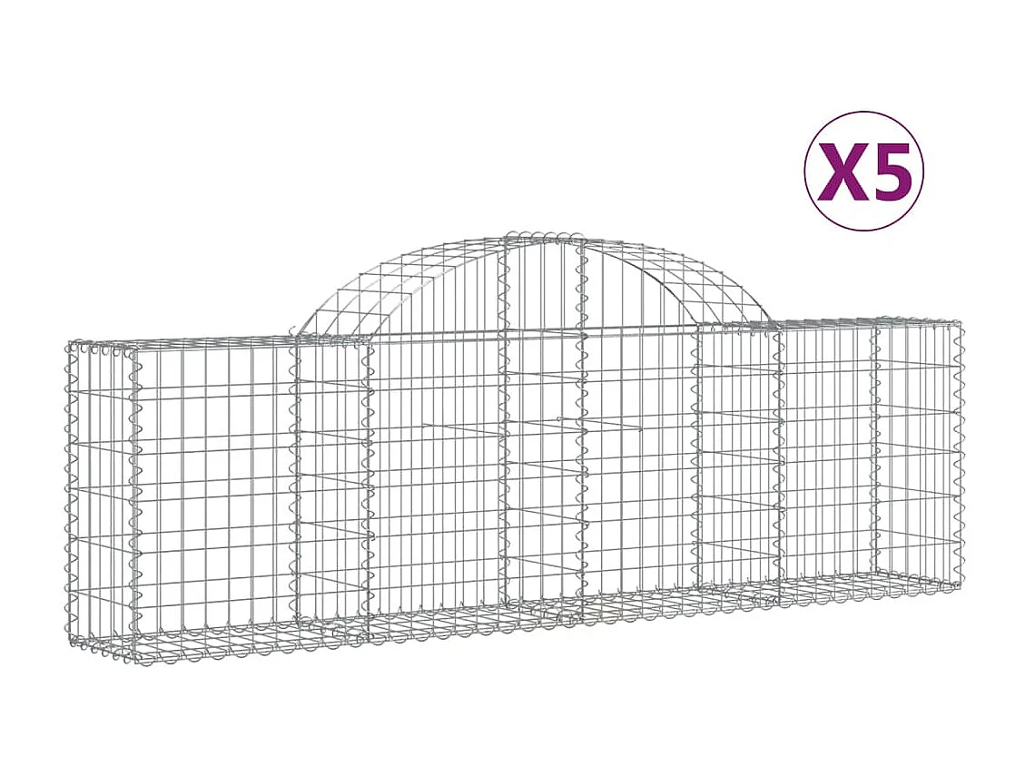 Paniers à gabions arqués 5 pcs 200x30x60-80 Fer galvanisé