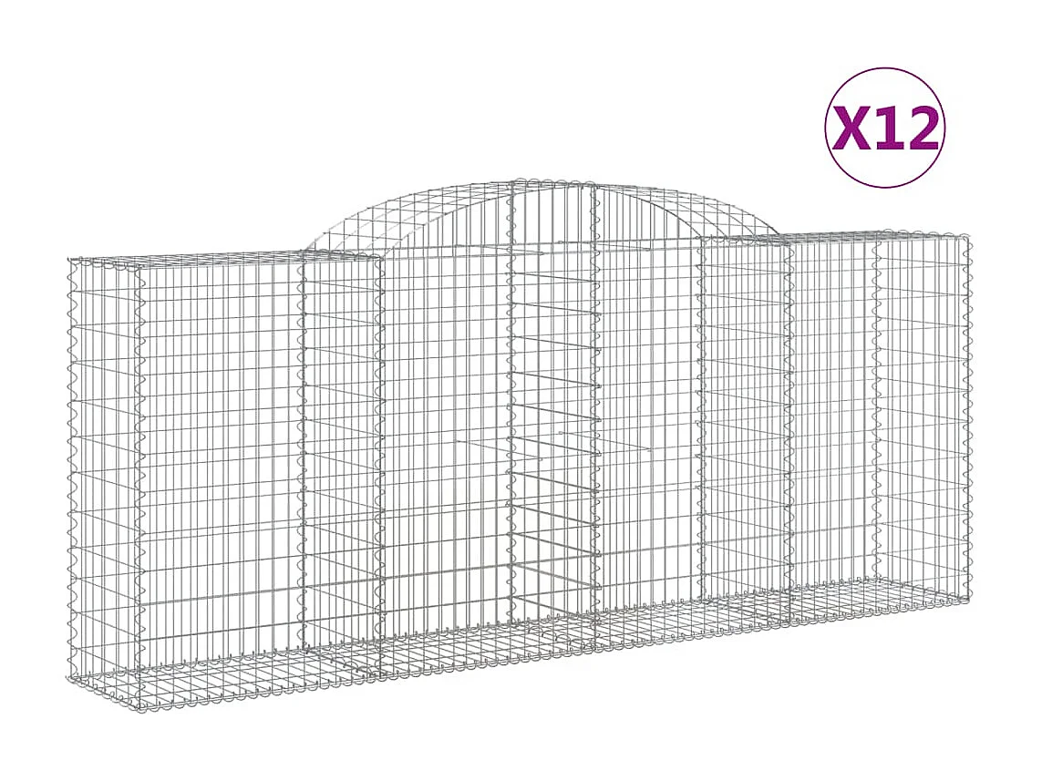 Paniers à gabions arqués 12 pcs 300x50x120-140 fer galvanisé