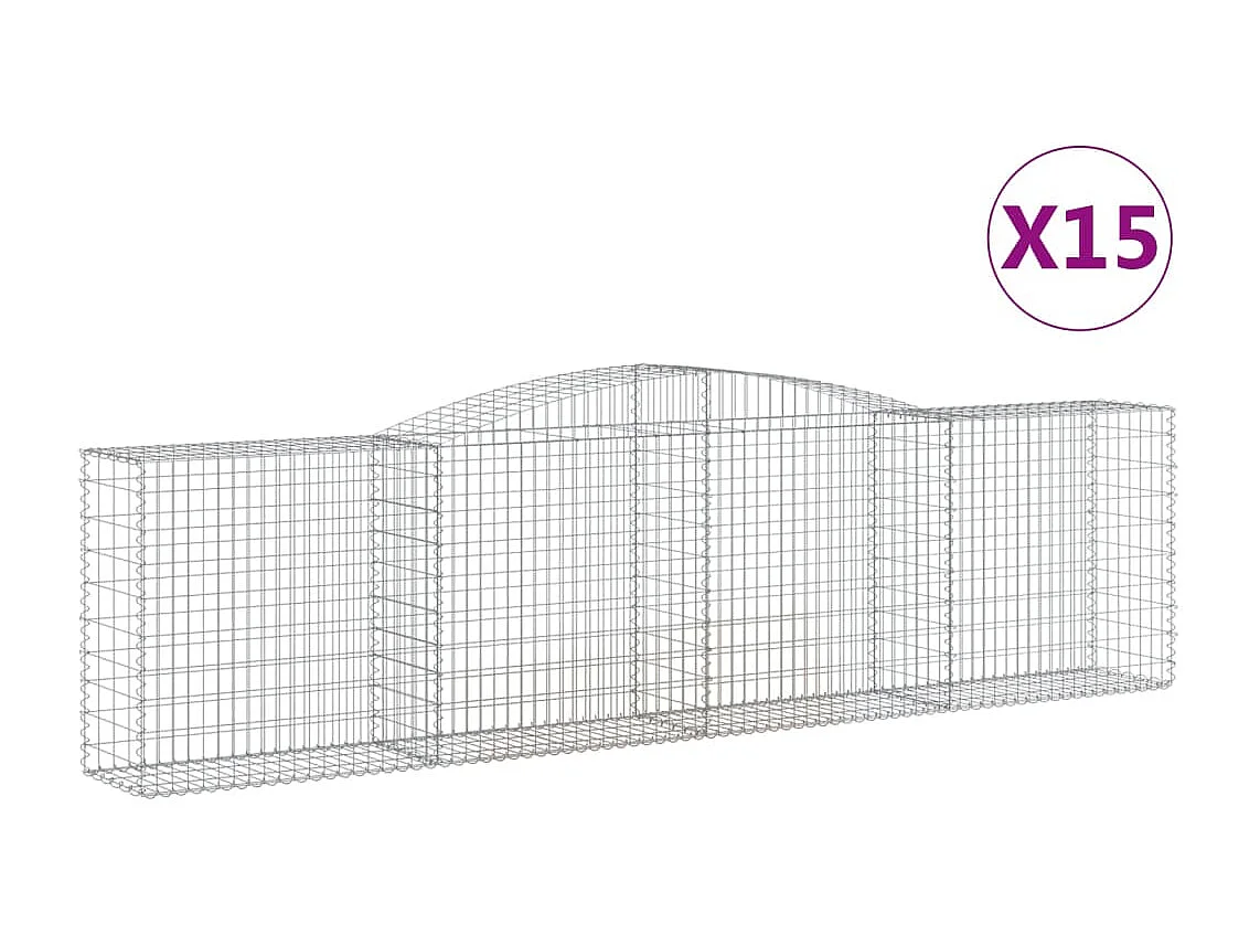 Paniers à gabions arqués 15 pcs 400x50x100-120 Fer galvanisé