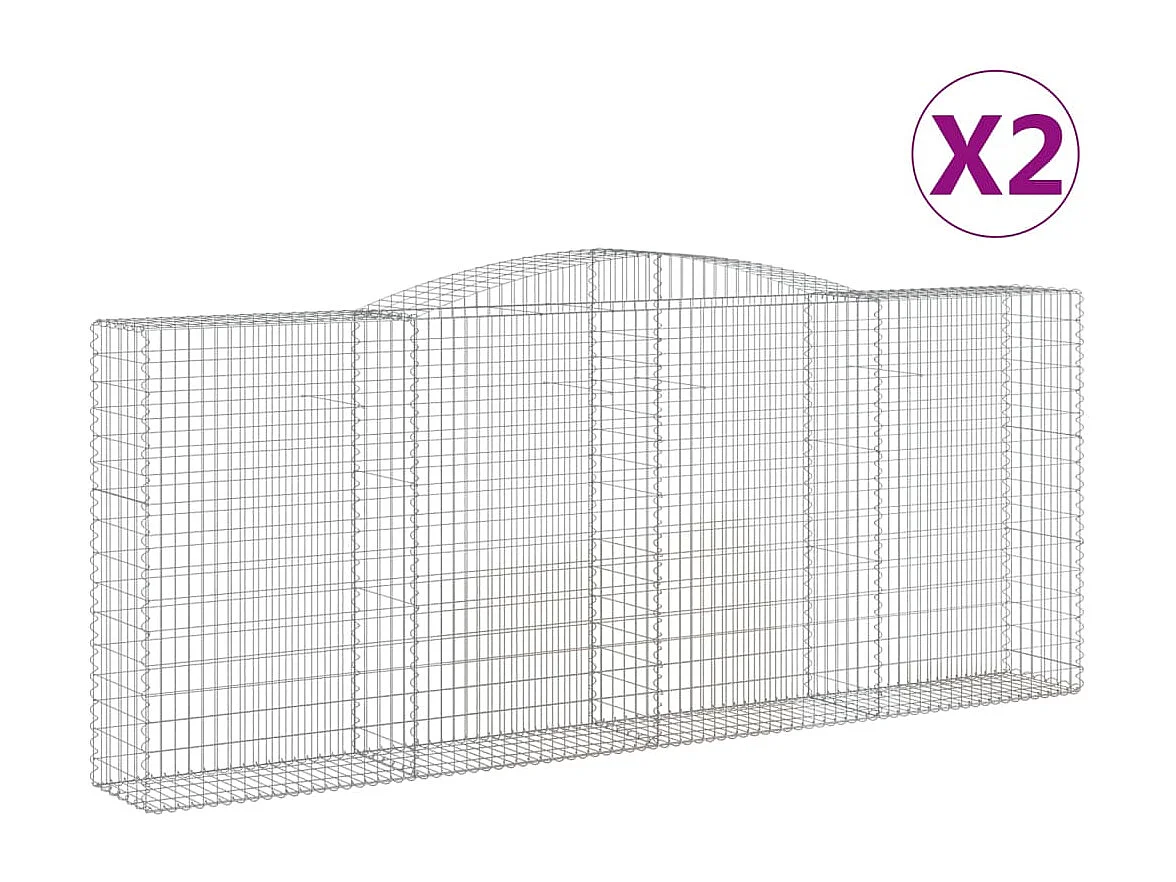 Paniers à gabions arqués 2 pcs 400x50x160-180 fer galvanisé