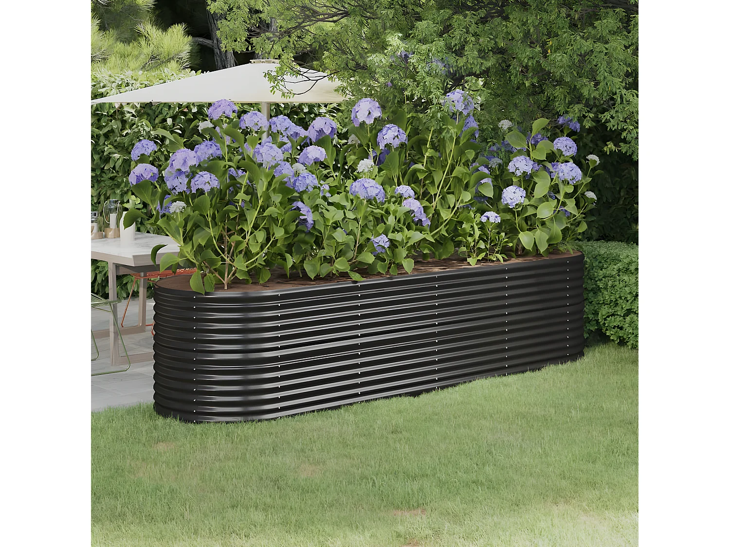 Jardinière Acier enduit de poudre 296x80x68 Anthracite
