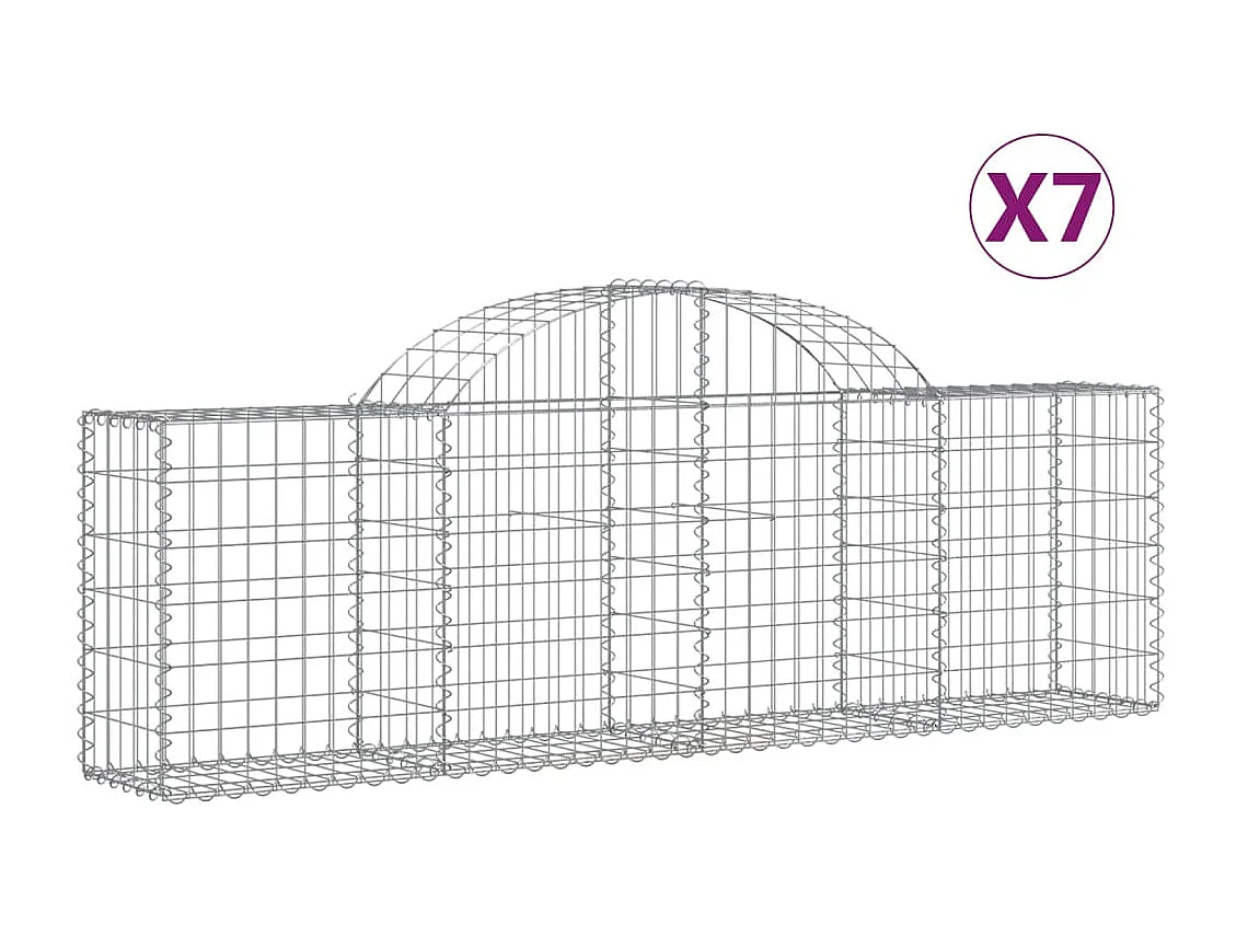 Paniers à gabions arqués 7 pcs 200x30x60-80 Fer galvanisé