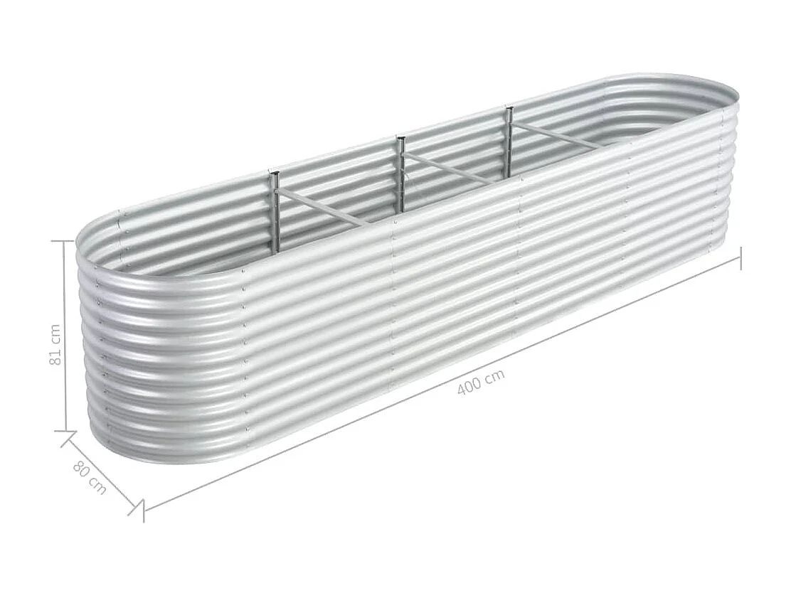 Jardinière 400x80x81 Acier galvanisé Argenté