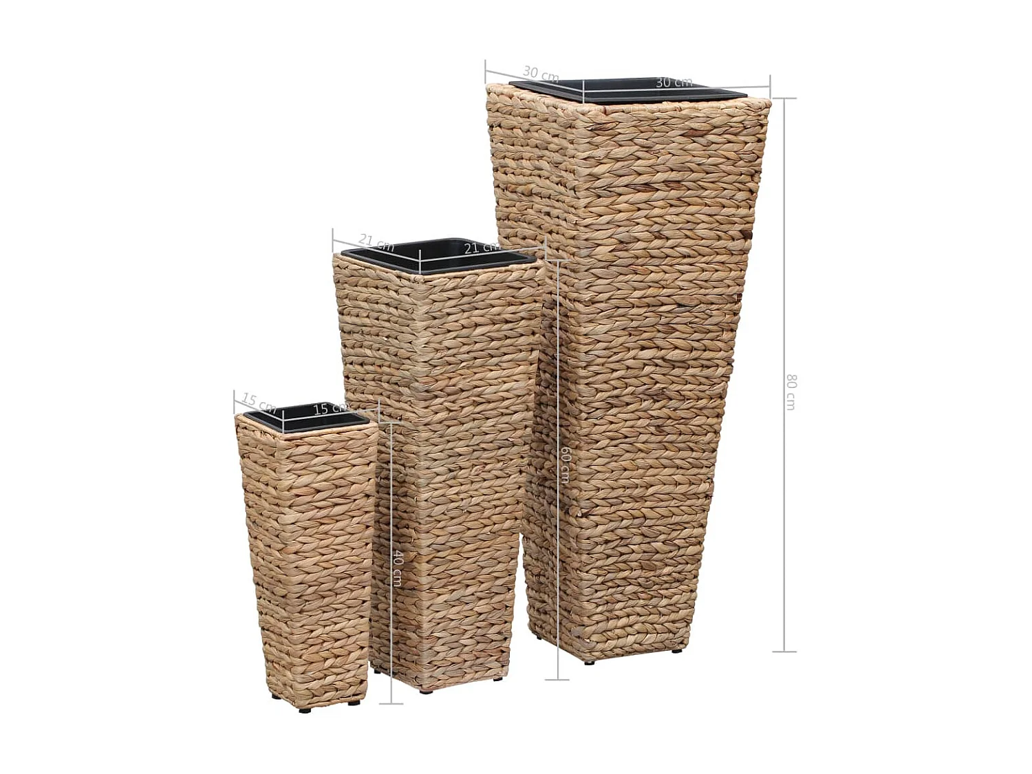 Jardinières 3 pcs Jacinthe d'eau Marron 2