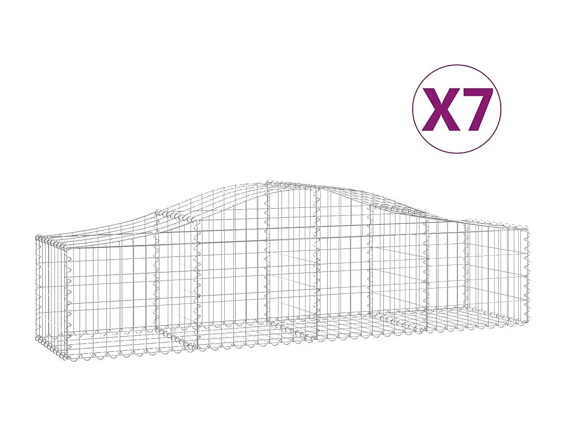 Paniers à gabions arqués 7 pcs 200x50x40-60 fer galvanisé