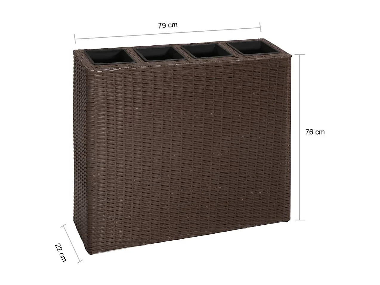 Jardinières et 4 pots 2 pcs Résine tressée Marron