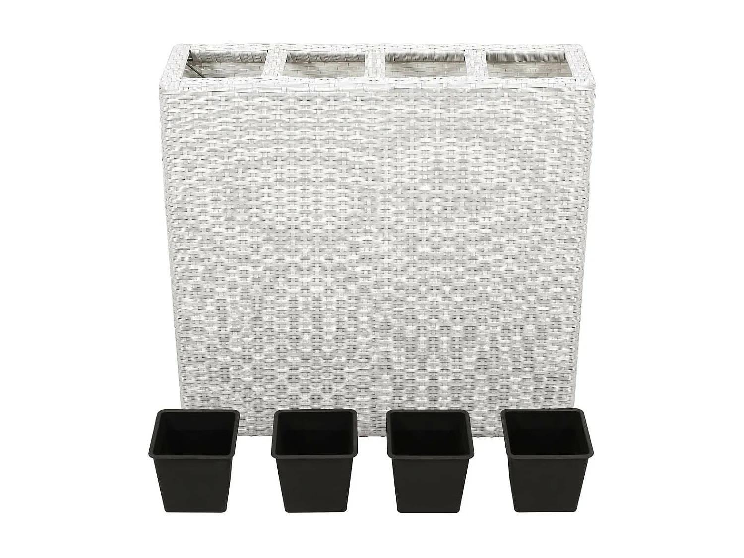 Plantenbak verhoogd met 4 potten 2 st poly rattan wit