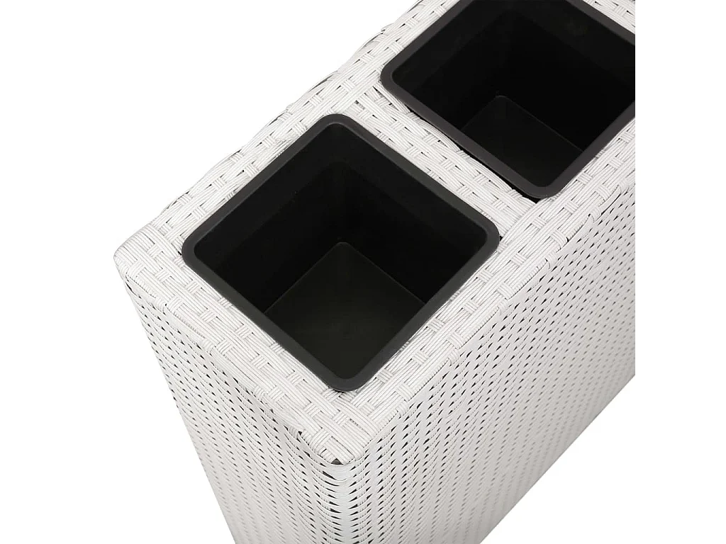 Plantenbak verhoogd met 4 potten 2 st poly rattan wit