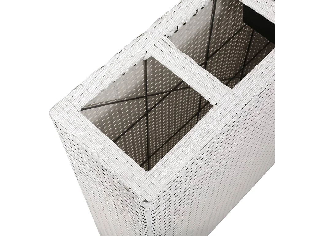 Plantenbak verhoogd met 4 potten 2 st poly rattan wit