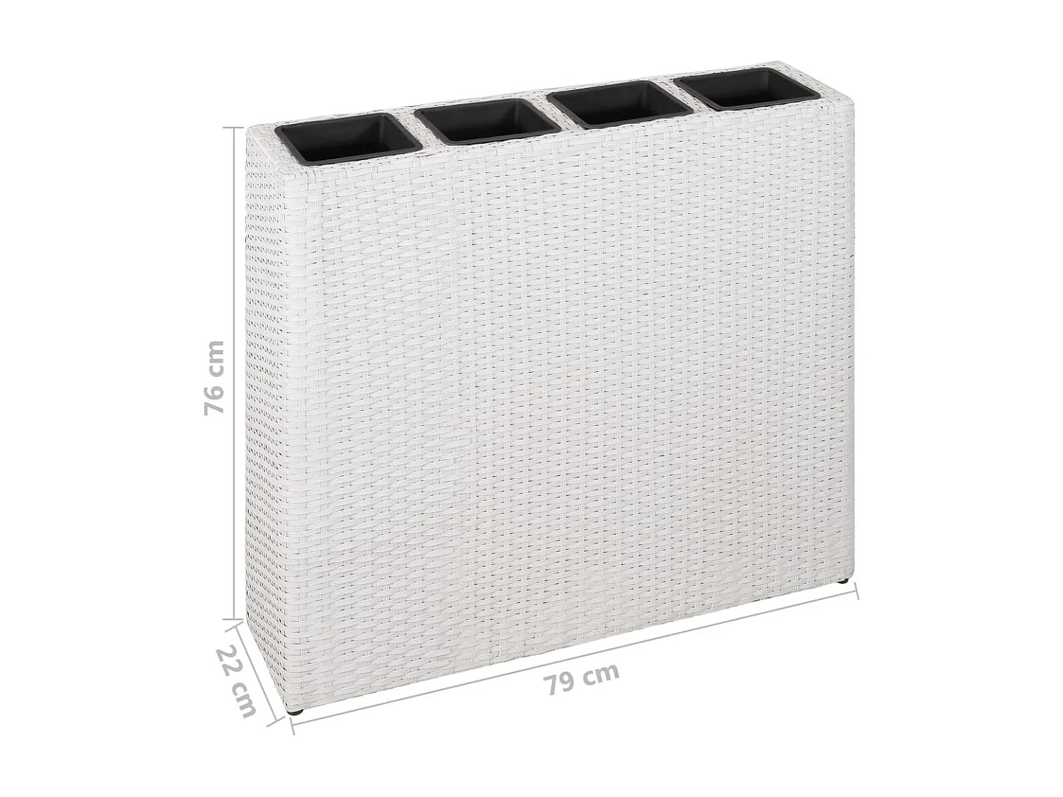 Plantenbak verhoogd met 4 potten 2 st poly rattan wit