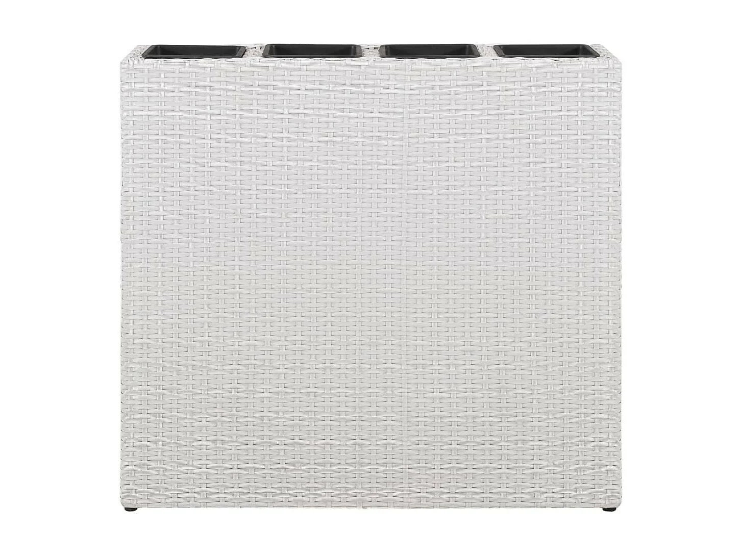 Plantenbak verhoogd met 4 potten 2 st poly rattan wit