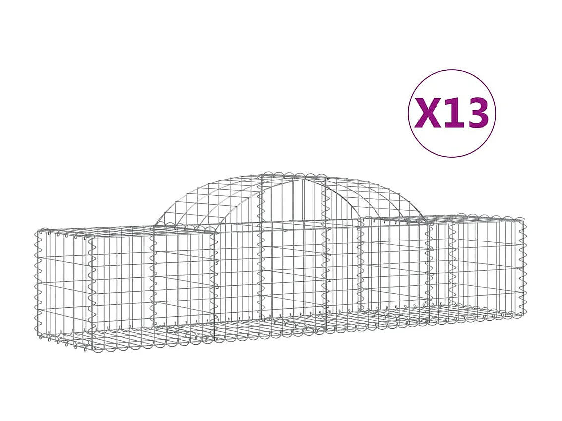 Paniers à gabions arqués 13 pcs 200x50x40-60 fer galvanisé