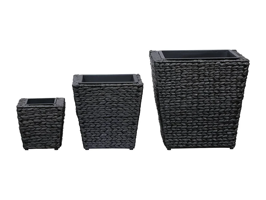 Jardinières 3 pcs Jacinthe d'eau Noir 2