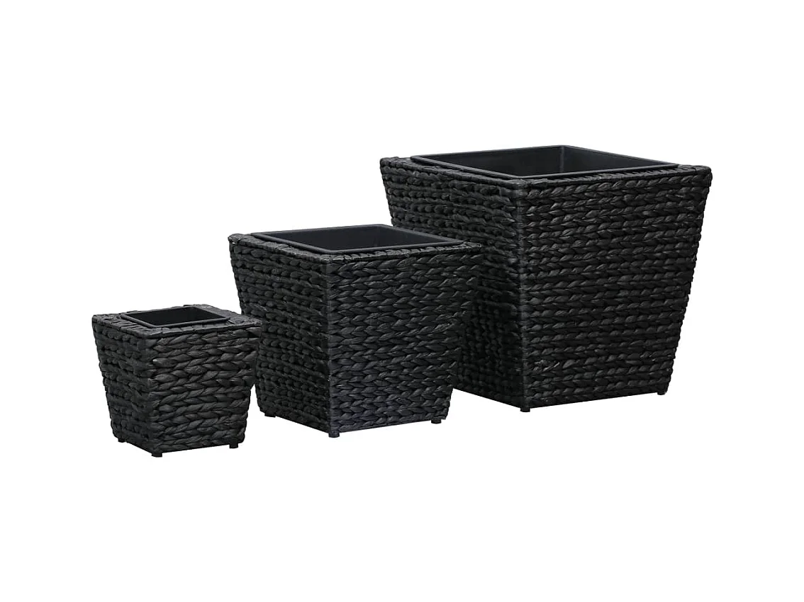 Jardinières 3 pcs Jacinthe d'eau Noir 2