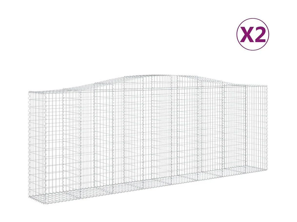 Paniers à gabions arqués 2 pcs 400x50x140-160 Fer galvanisé