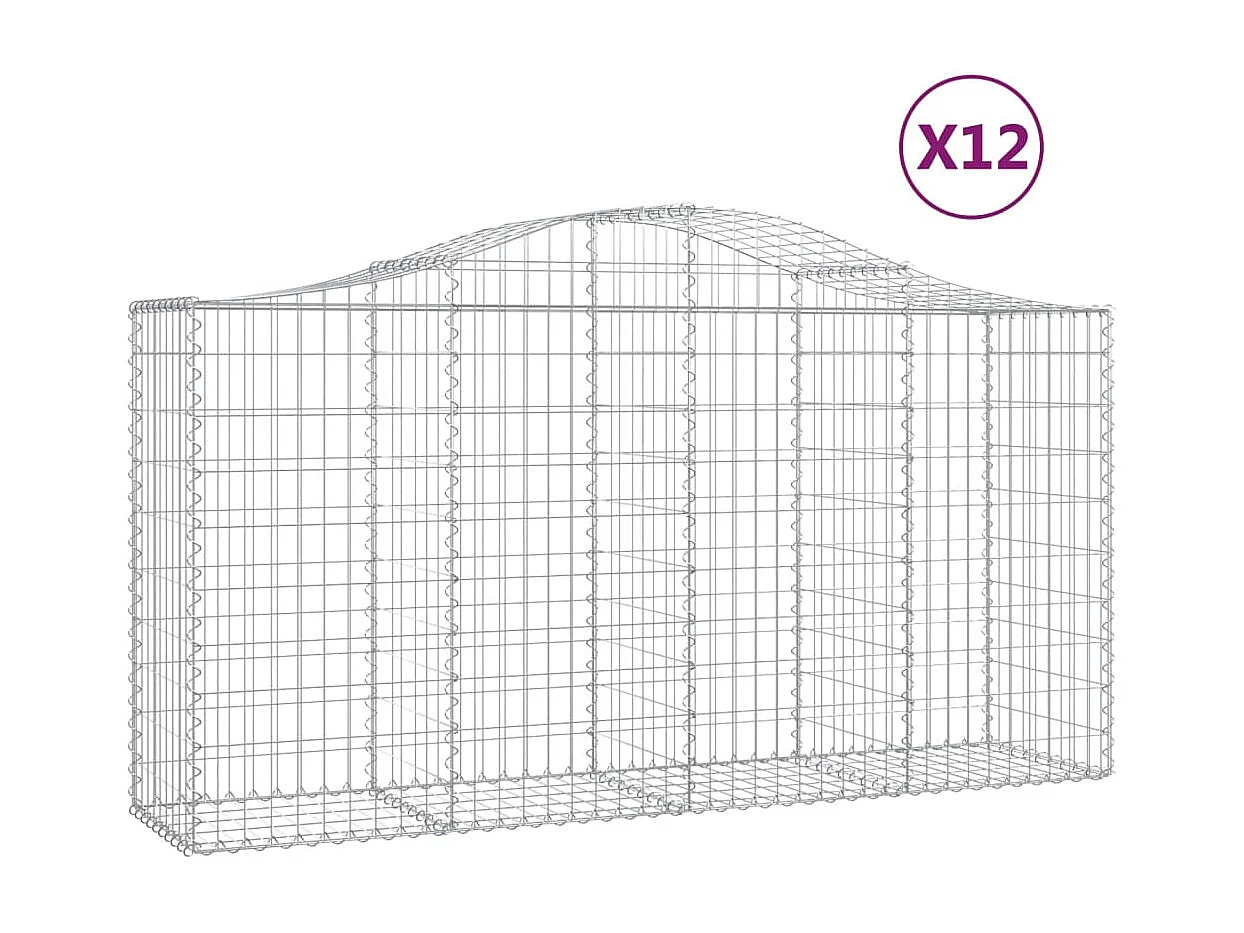 Paniers à gabions arqués 12 pcs 200x50x100-120 fer galvanisé