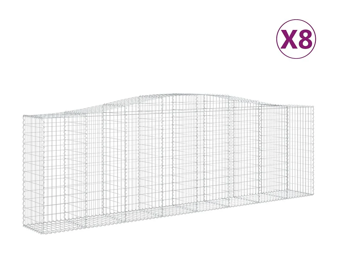 Paniers à gabions arqués 8 pcs 400x50x120-140 Fer galvanisé