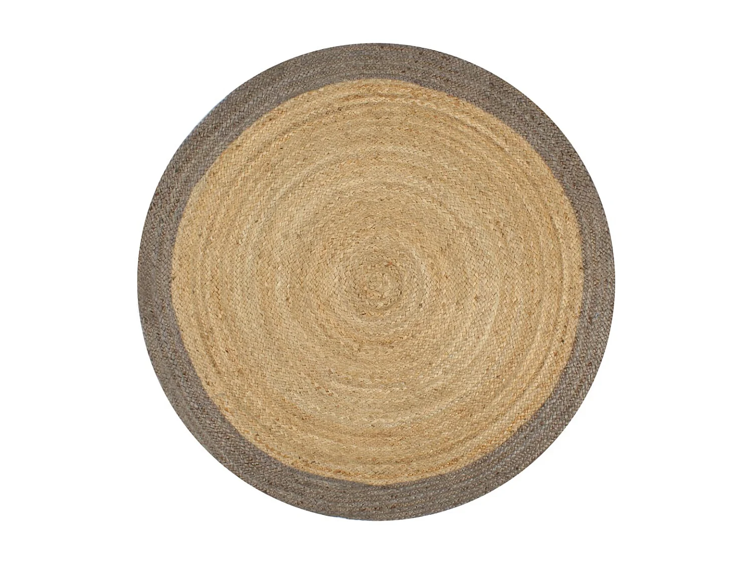 Tapis fait à la main Jute avec bord gris 90cm