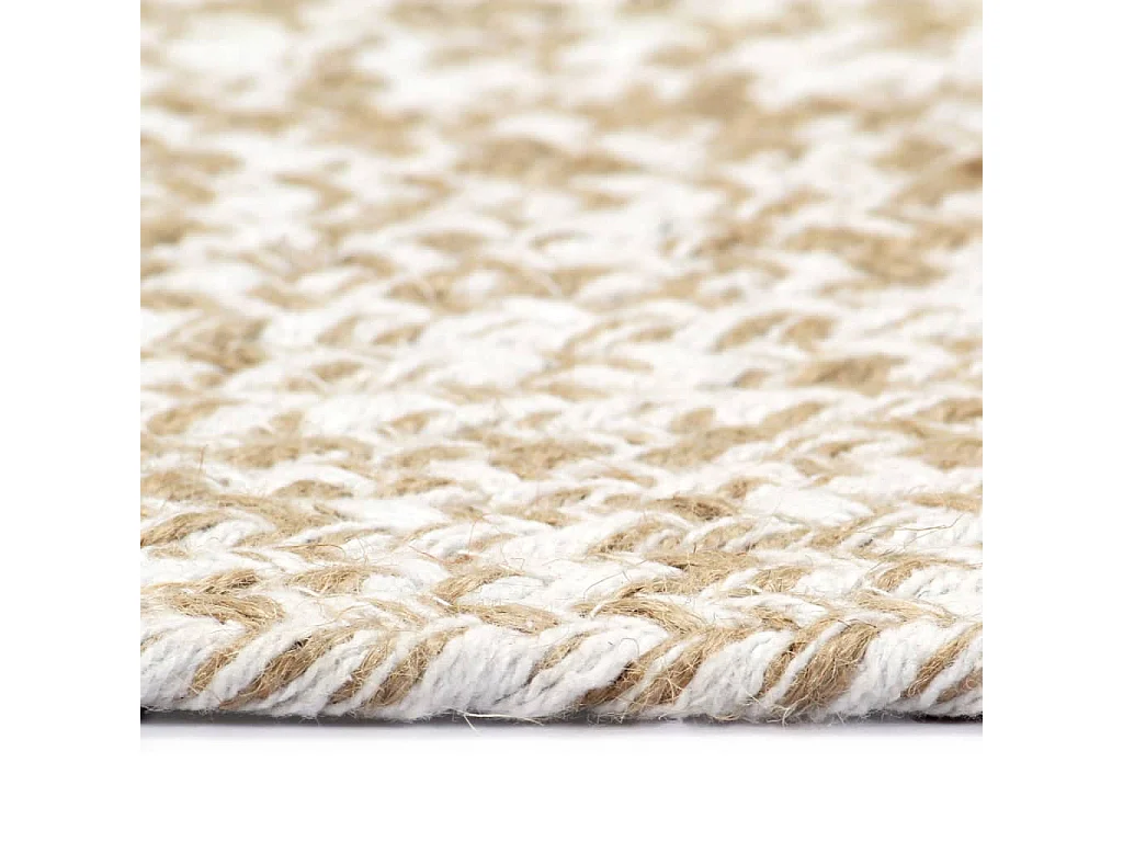 Tapis fait à la main Jute Blanc et naturel 150cm