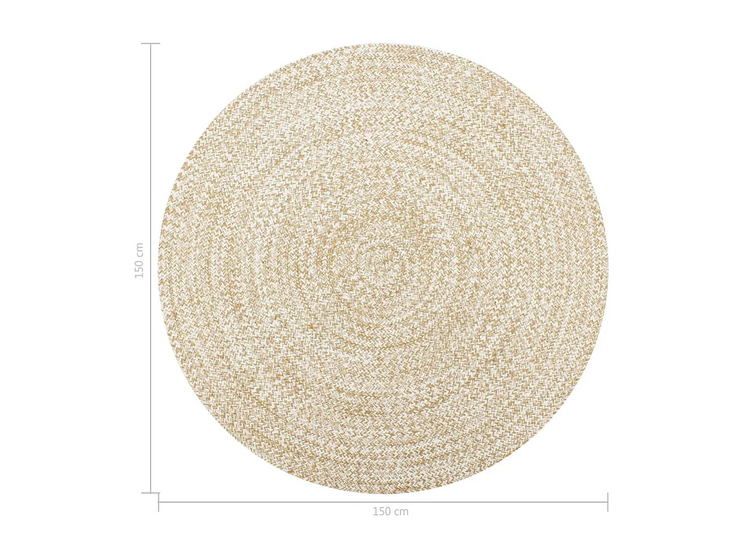 Tapis fait à la main Jute Blanc et naturel 150cm